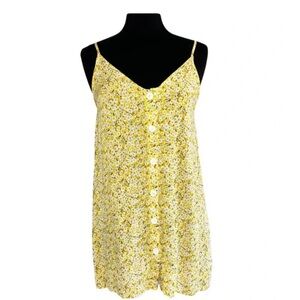 Yellow‎ floral sleeveless top. Spaghetti straps. Women's one size